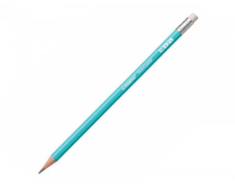 Lapices de grafito con goma stabilo swano mina 2,2 mm dureza hb azul pastel