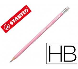 Lapices de grafito con goma stabilo swano mina 2,2 mm dureza hb rosa pastel
