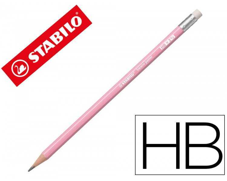Lapices de grafito con goma stabilo swano mina 2,2 mm dureza hb rosa pastel