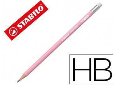 Lapices de grafito con goma stabilo swano mina 2,2 mm dureza hb rosa pastel