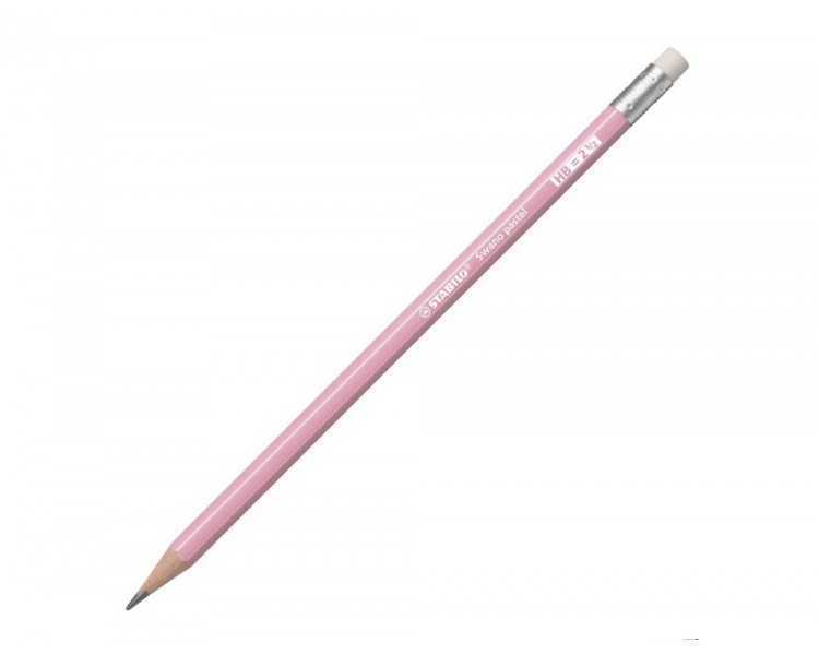 Lapices de grafito con goma stabilo swano mina 2,2 mm dureza hb rosa pastel