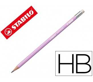 Lapices de grafito con goma stabilo swano mina 2,2 mm dureza hb lila pastel