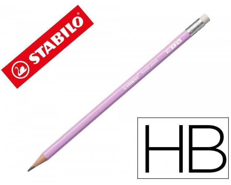 Lapices de grafito con goma stabilo swano mina 2,2 mm dureza hb lila pastel