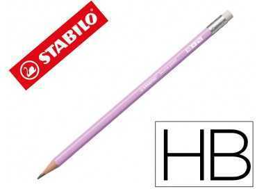 Lapices de grafito con goma stabilo swano mina 2,2 mm dureza hb lila pastel
