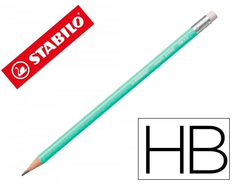 Lapices de grafito con goma stabilo swano mina 2,2 mm dureza hb verde pastel