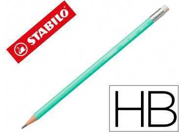 Lapices de grafito con goma stabilo swano mina 2,2 mm dureza hb verde pastel
