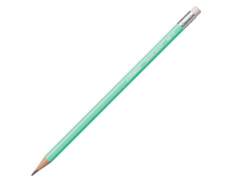 Lapices de grafito con goma stabilo swano mina 2,2 mm dureza hb verde pastel