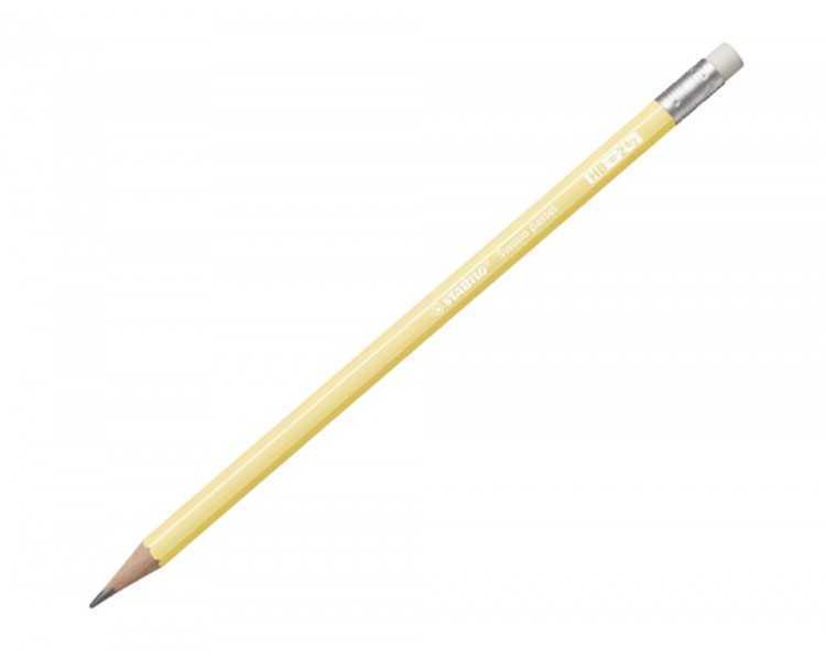 Lapices de grafito con goma stabilo swano mina 2,2 mm dureza hb amarillo pastel