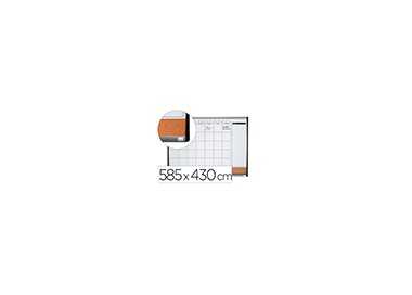 Planificador mensual nobo magnetico + tablero corcho horizontal con marco arqueado plata y negro 585x430 mm