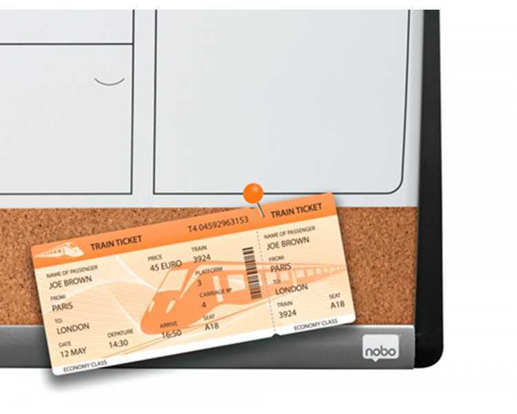 Planificador mensual nobo magnetico + tablero corcho horizontal con marco arqueado plata y negro 585x430 mm