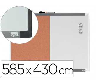 Pizarra blanca nobo magnetica con tablero de corcho 585x430 mm