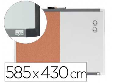 Pizarra blanca nobo magnetica con tablero de corcho 585x430 mm