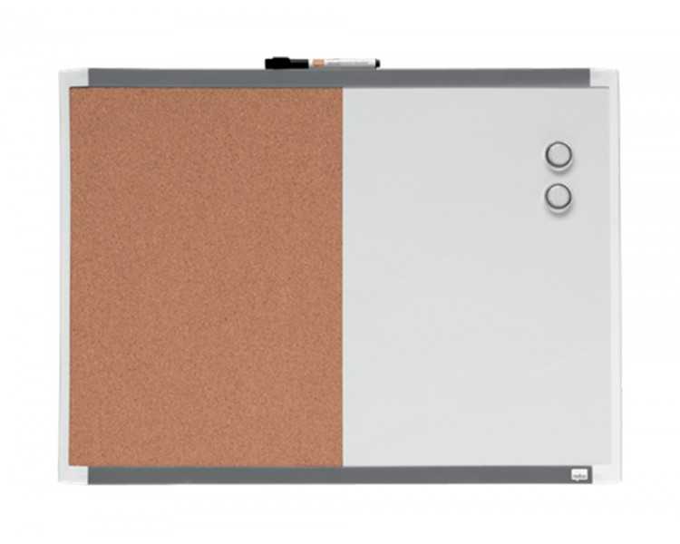 Pizarra blanca nobo magnetica con tablero de corcho 585x430 mm