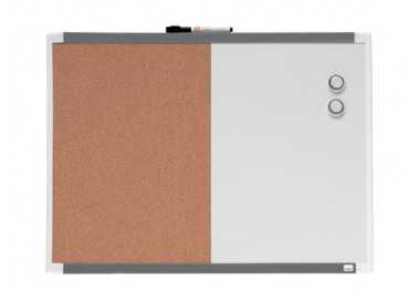 Pizarra blanca nobo magnetica con tablero de corcho 585x430 mm