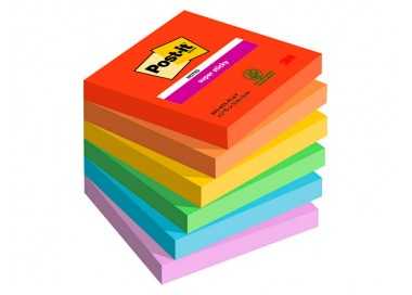 Bloc de notas adhesivas quita y pon post-it super sticky playful 76x76 mm 90 hojas 100% pefc pack de 6 unidades Bloc de notas adhesivas quita y pon post-it super sticky playful 76x76 mm 90 hojas 100% pefc pack de 6 unidades