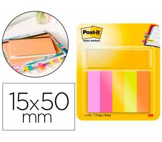 Bloc de notas adhesivas quita y pon post-it mininotas energetic colour 15 x 50 mm 50 hojas pack de 5 unidades