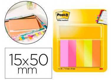 Bloc de notas adhesivas quita y pon post-it mininotas energetic colour 15 x 50 mm 50 hojas pack de 5 unidades