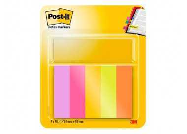 Bloc de notas adhesivas quita y pon post-it mininotas energetic colour 15 x 50 mm 50 hojas pack de 5 unidades