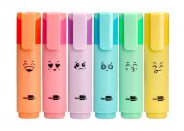 Rotulador liderpapel fluorescente pastel punta biselada estuche de 6 unidades colores surtidos