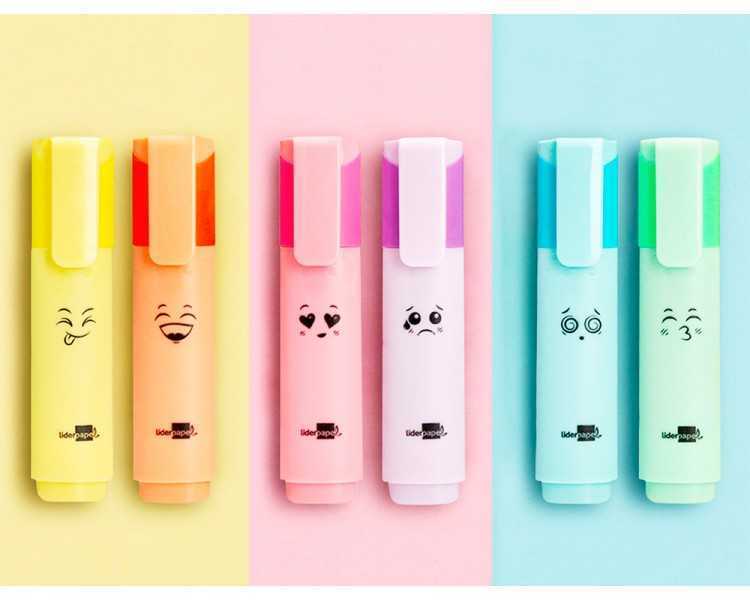 Rotulador liderpapel fluorescente pastel punta biselada estuche de 6 unidades colores surtidos