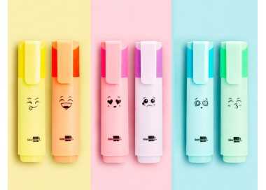 Rotulador liderpapel fluorescente pastel punta biselada estuche de 6 unidades colores surtidos