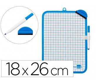 Pizarra blanca liderpapel 18x26 cm doble cara lisa y cuadriculada con rotulador y borrador