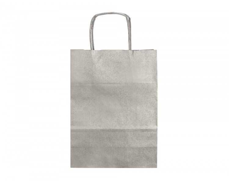 Bolsa papel q-connect kraft plata l con asa retorcida 320x400x14 mm