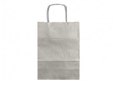 Bolsa papel q-connect kraft plata l con asa retorcida 320x400x14 mm