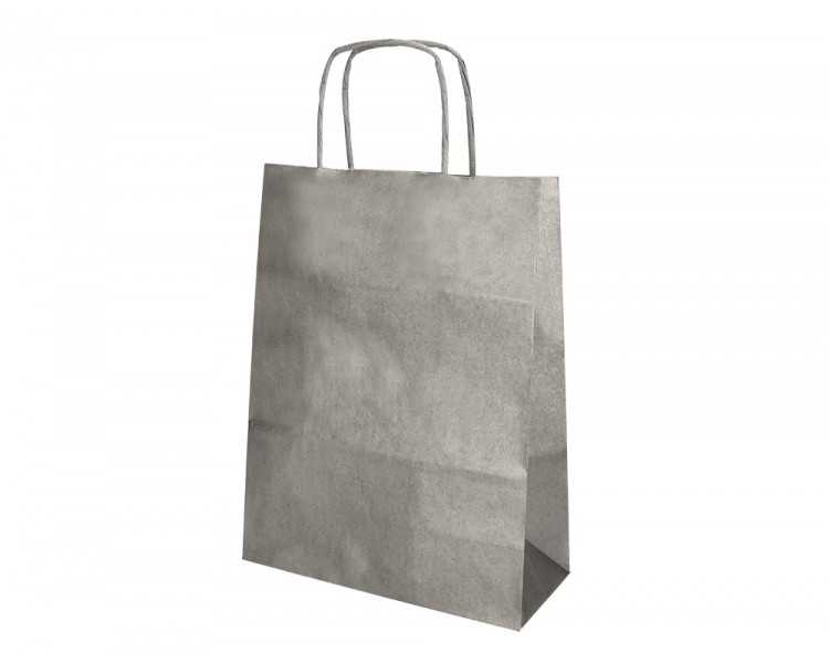 Bolsa papel q-connect kraft plata l con asa retorcida 320x400x14 mm