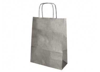 Bolsa papel q-connect kraft plata l con asa retorcida 320x400x14 mm