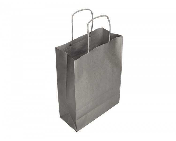 Bolsa papel q-connect kraft plata l con asa retorcida 320x400x14 mm
