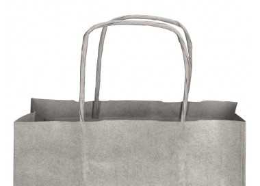 Bolsa papel q-connect kraft plata l con asa retorcida 320x400x14 mm