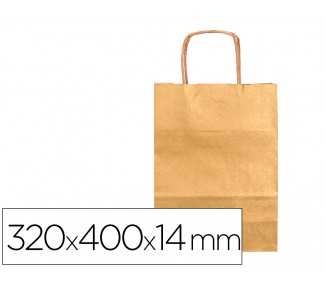 Bolsa papel q-connect kraft oro l con asa retorcida 320x400x14 mm