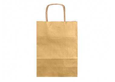 Bolsa papel q-connect kraft oro l con asa retorcida 320x400x14 mm