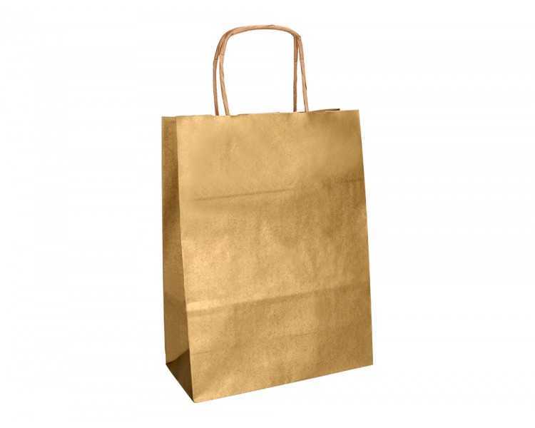 Bolsa papel q-connect kraft oro l con asa retorcida 320x400x14 mm