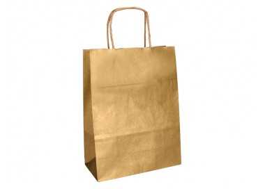 Bolsa papel q-connect kraft oro l con asa retorcida 320x400x14 mm
