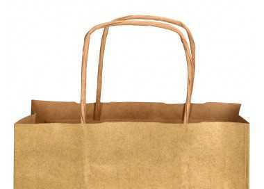 Bolsa papel q-connect kraft oro l con asa retorcida 320x400x14 mm