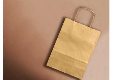 Bolsa papel q-connect kraft oro l con asa retorcida 320x400x14 mm