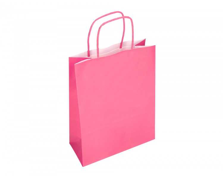 Bolsa papel q-connect celulosa rosa m con asa retorcida 270x370x12 mm