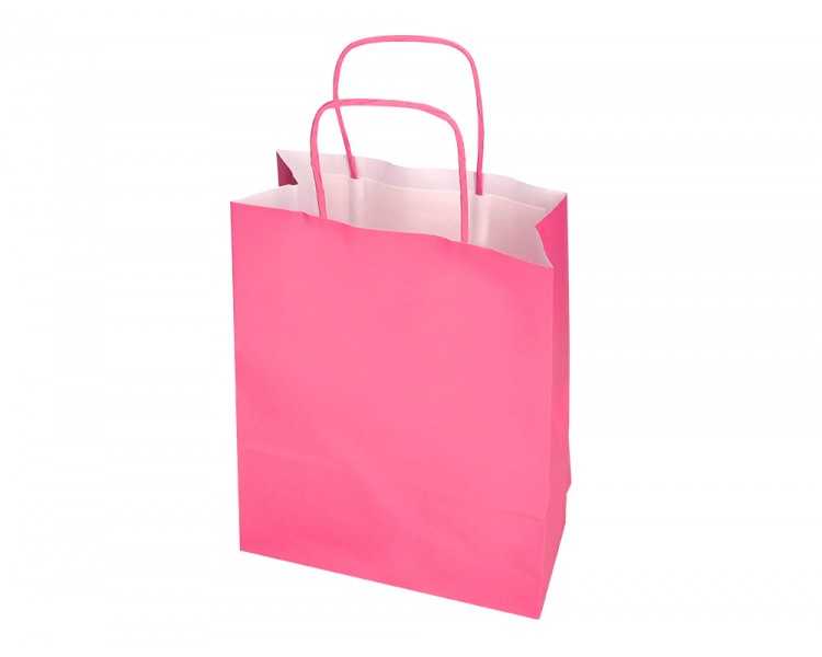 Bolsa papel q-connect celulosa rosa m con asa retorcida 270x370x12 mm