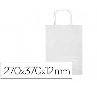 Bolsa papel q-connect celulosa blanco m con asa retorcida 270x370x12 mm