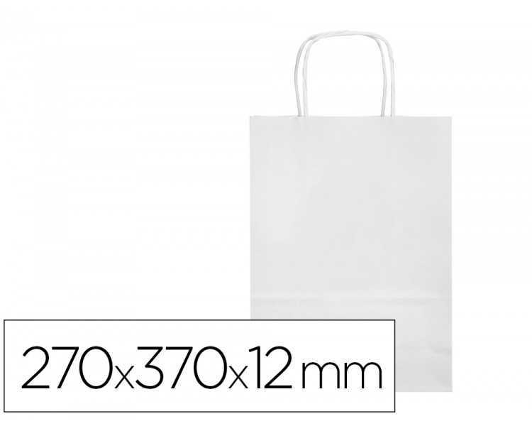 Bolsa papel q-connect celulosa blanco m con asa retorcida 270x370x12 mm