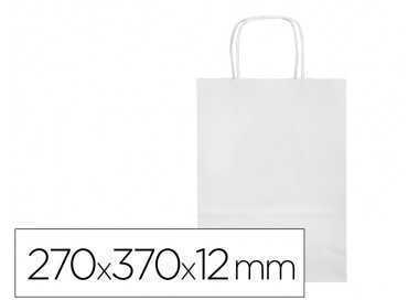 Bolsa papel q-connect celulosa blanco m con asa retorcida 270x370x12 mm