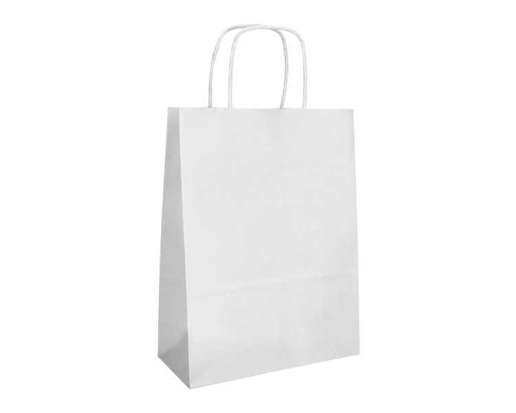Bolsa papel q-connect celulosa blanco m con asa retorcida 270x370x12 mm