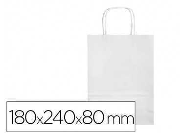 Bolsa papel q-connect celulosa blanco xs con asa retorcida 180x240x80 mm