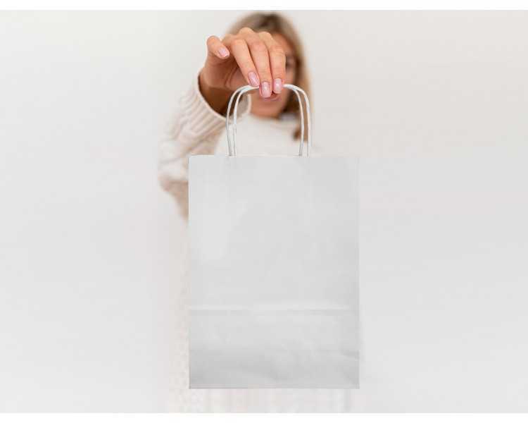Bolsa papel q-connect celulosa blanco xs con asa retorcida 180x240x80 mm
