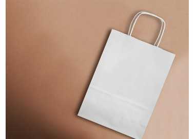 Bolsa papel q-connect celulosa blanco xs con asa retorcida 180x240x80 mm Bolsa papel q-connect celulosa blanco xs con asa retorcida 180x240x80 mm