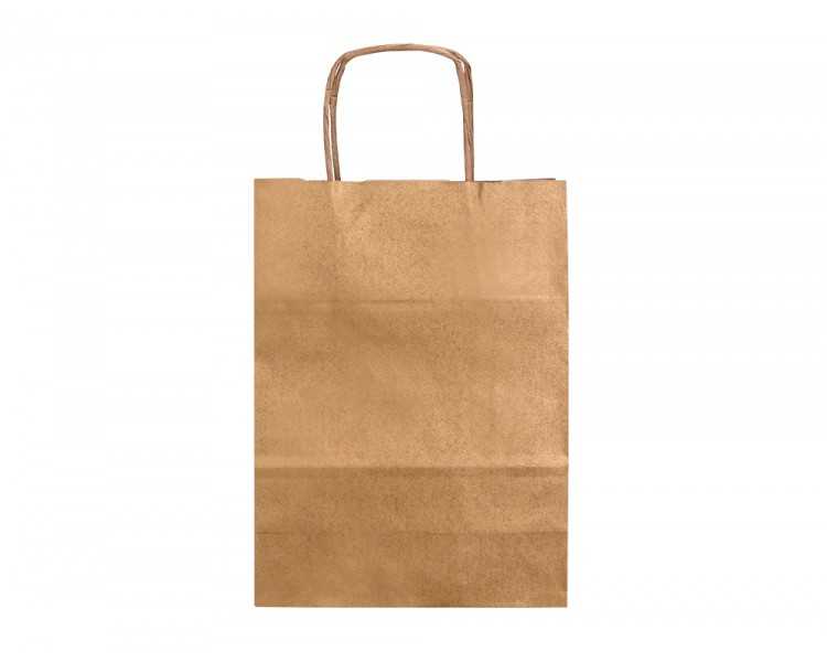 Bolsa papel q-connect kraft natural liso xs con asa retorcida 180x240x80 mm