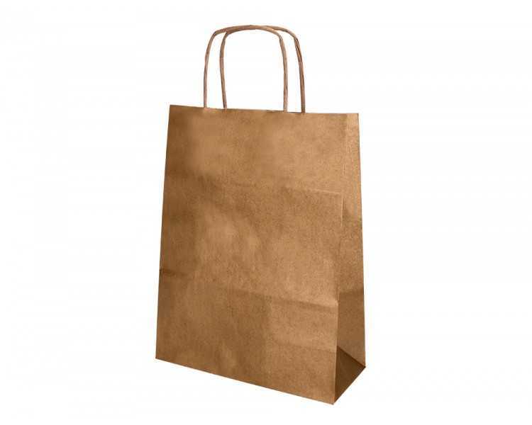 Bolsa papel q-connect kraft natural liso xs con asa retorcida 180x240x80 mm