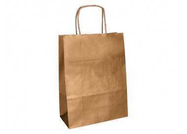 Bolsa papel q-connect kraft natural liso xs con asa retorcida 180x240x80 mm Bolsa papel q-connect kraft natural liso xs con asa retorcida 180x240x80 mm